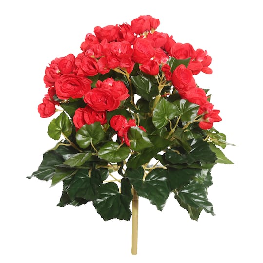 15.25" Red Artificial Polyester Begonia Bush